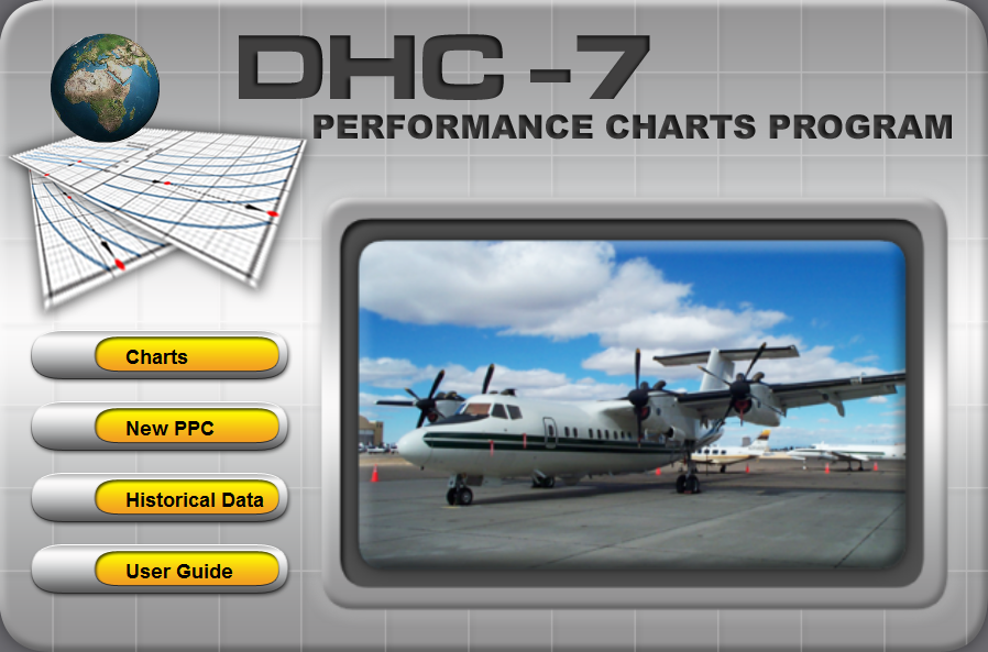 Software development example showing the home page of the Performance Charts Program